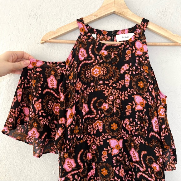 A.L.C. Emile Silk Floral Hi-Low Cold Shoulder Dress - Picture 4 of 11